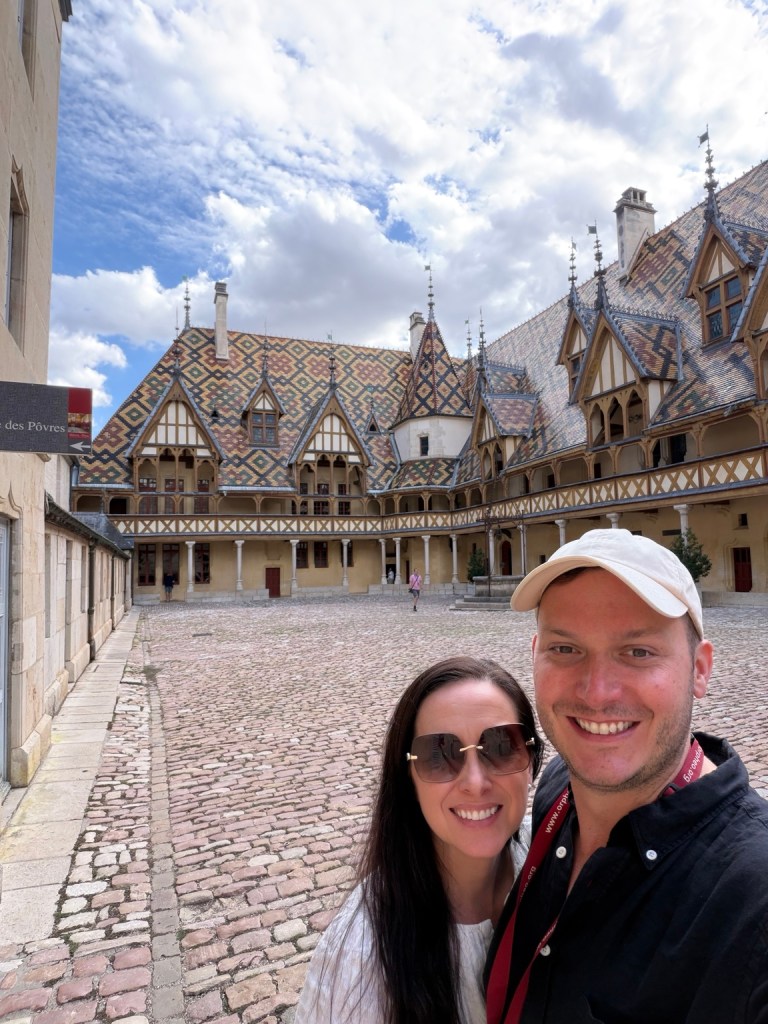 Lou and Bridget in the courtyard of Hospices de Beaune